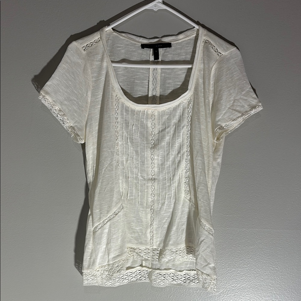 White House Black Market White Fitted Ribbed Blouse